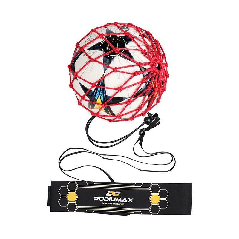 PodiuMax Hands-Free Soccer Kick/Throw Trainer, New Ball Locked Net Design, Adjustable Waist Belt & Cord Suit for All Levels (Fits Ball Size 3, 4, 5) - Image 1